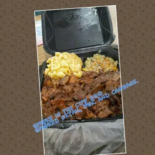 Smoked Oxtails with smoked Mac and cheese and smoked cabbage.