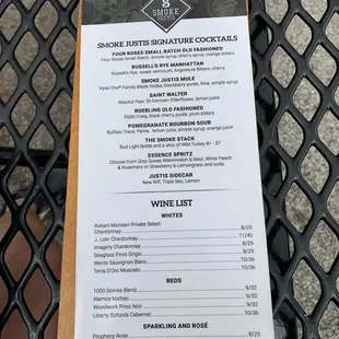 Cocktail menu 6/23/21