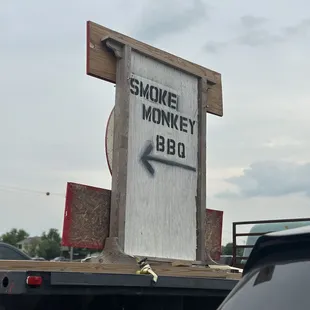 a sign on the back of a truck