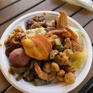 Variety of tasty items from the Cajun buffet