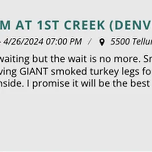Yes, it is time. We have been waiting but the wait is no more. Smoke-N-Byrdz BBQ is going to be at Momentum at First Creek on April 26th at