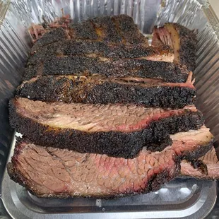 Sliced smoked brisket tray