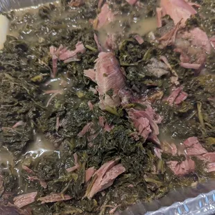 Braised kale with smoked Turkey