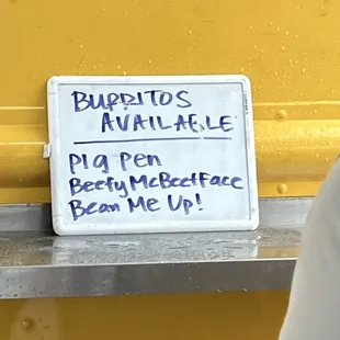 Burritos! They said they were doing other items too. This is my lunch for tomorrow