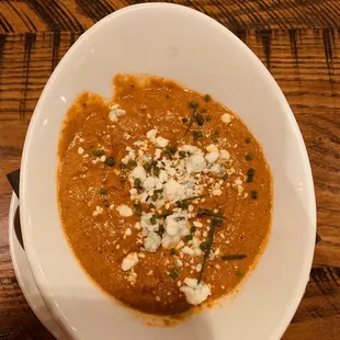 Tomato Bisque With blue cheese crumbles