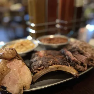 Combo Plate w/ chicken, ribs, brisket, &amp; pulled pork