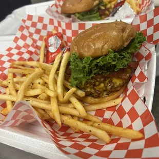 Half pound brisket smash burger with bacon