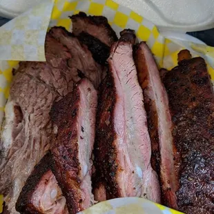 a plate of brisk ribs
