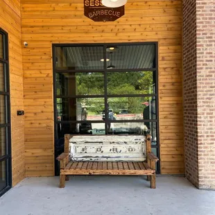 the entrance to the smokehouse