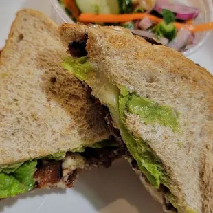 Cajun BLT and cucumber salad