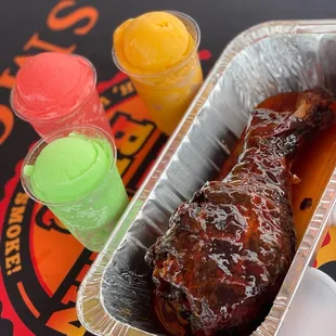 Southside Honey Hot Smoked Turkey Leg and Water Ice