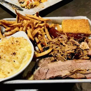 Sampler: sausage, pork, brisket