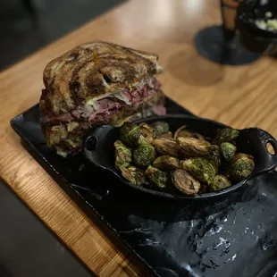 Rueben sandwich with Brussel sprouts