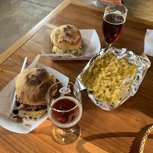 Pimento mac n cheese Fig and pork biscuit (bottom left)