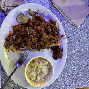 Burnt ends and warm potato salad