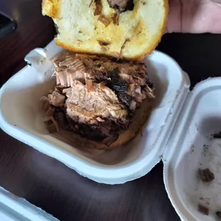 Brisket sandwich, hold the slaw.