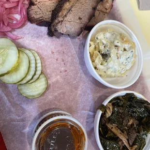 Brisket max and cheese collard greens