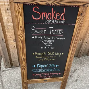 Sweets menu