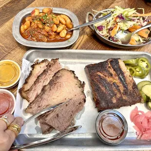 SMOKE HOUSE PLATE ( Brisket and Ribs ) Bbq Beans and Coleslaw)