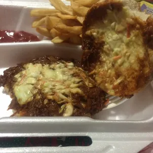 Chopped bbq sandwich (tastes good but a lil stingy w/ the cole slaw)