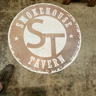 the logo on the floor