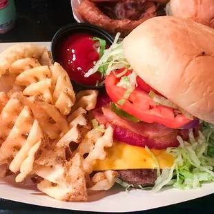 Bacon Cheeseburger with Waffle Fries