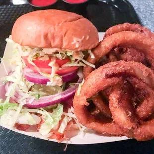 Bacon Cheeseburger with Onion Rings