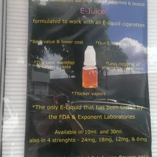 &quot;formulated to work with all e-liquid cigarettes, thicker vapors, only e-liquid tested by the FDA&quot;