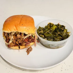 Brisket sandwich with collard greens... so delicious!