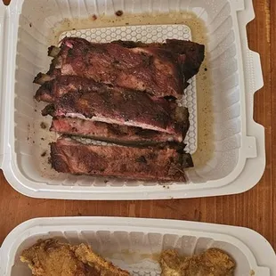 Fried Whiting, Ribs, and Jerk Chicken