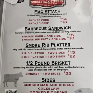 The complete menu, except for larger groups.