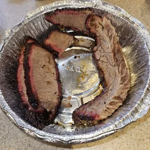 A better shot of lean (left) vs. fatty brisket (right).
