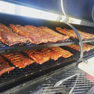 ribs cooking on the grill