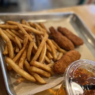 Chicken tenders and fries for the kids