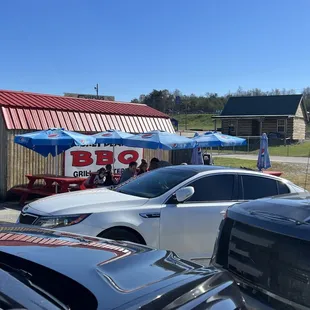 The extra tables outside.