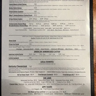 Back page of the menu