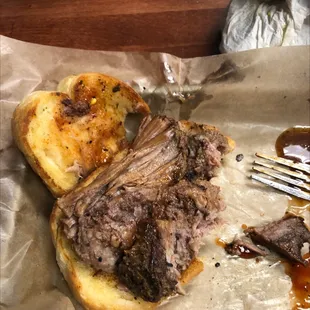 Beef Brisket on Garlic Toast! Great!