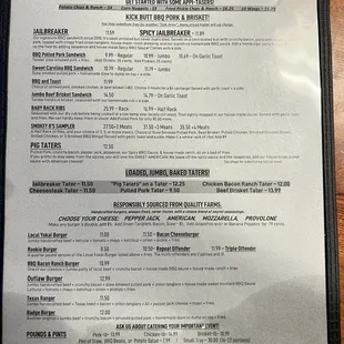 Front page of Menu