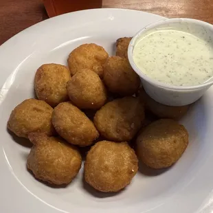 Corn Nuggets with Ranch Dressing