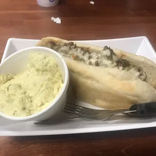 Kentucky Cheesesteak and potato salad