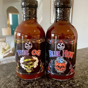 two bottles of blue hen barbecue sauce