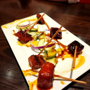 Korean pork belly pops appetizer