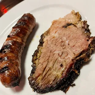 Smoked Hot Dog, and oven cooked Brisket.  No smoke lines! Bland taste