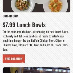 $7.99 lunch bowls