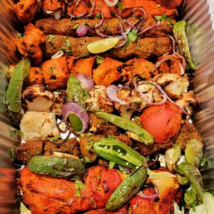 a platter of grilled vegetables