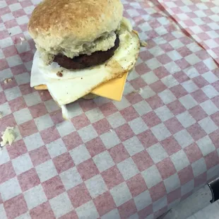 Sausage egg and cheese biscuit