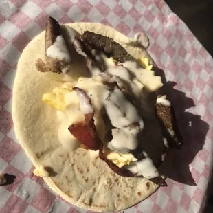 Breakfast burrito with gravy