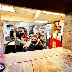 ows customers in the kitchen