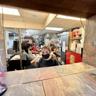 ows customers in the kitchen