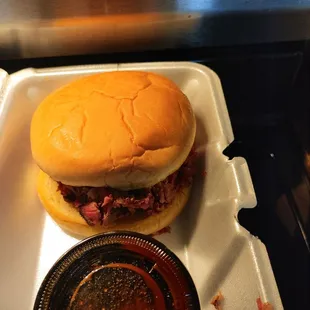 Chopped beef sandwich